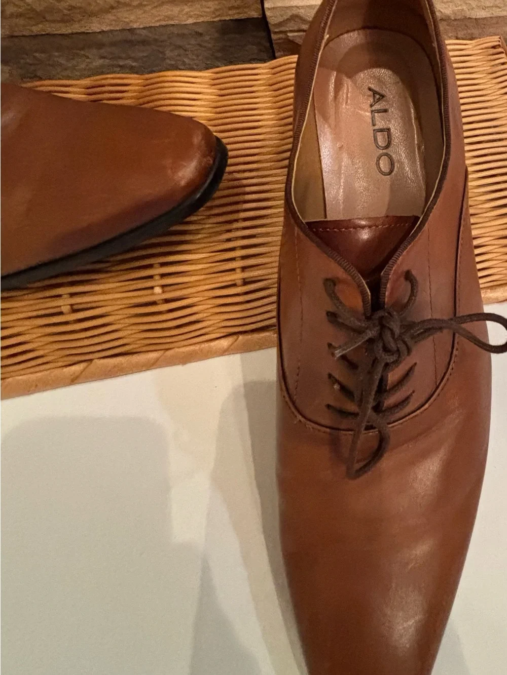 Aldo Brown Leather Oxford Lace-Up Dress Shoes